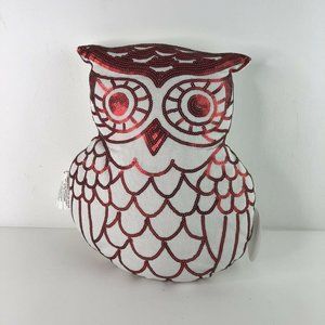 NEW Thro by Marlo Lorenz Red Sequin Owl Pillow 13x